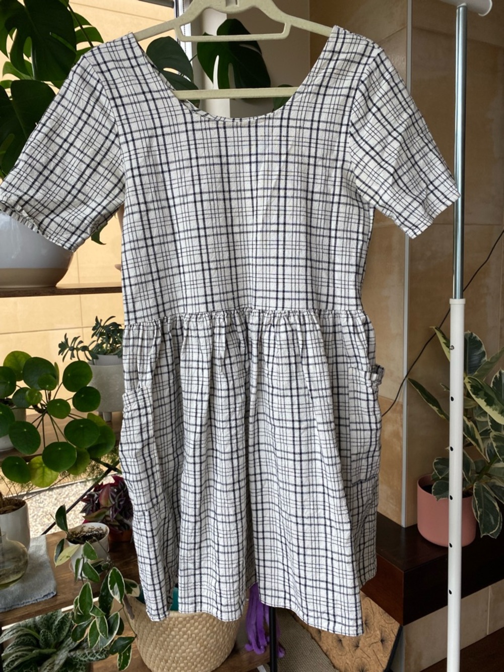 Urban Outfitters Black and White Plaid Cotton Dress